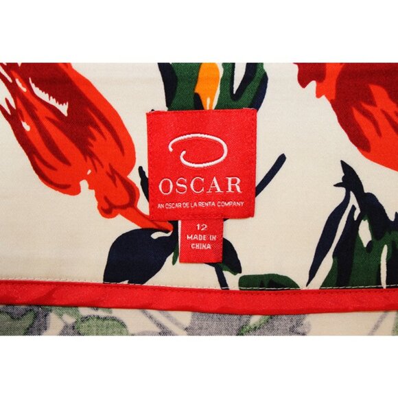 OSCAR by Oscar de la Renta Floral A-Line Stretchy Cotton Skirt - Picture 6 of 9